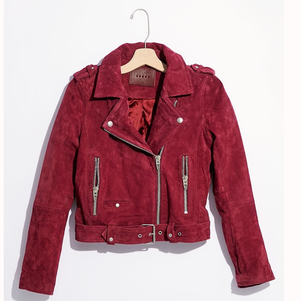 Blank NYC red suede moto jacket